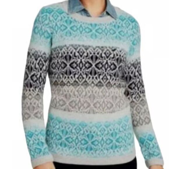 Talbots Northern Lights ombre fair isle wool blend sweater MP - Picture 1 of 9